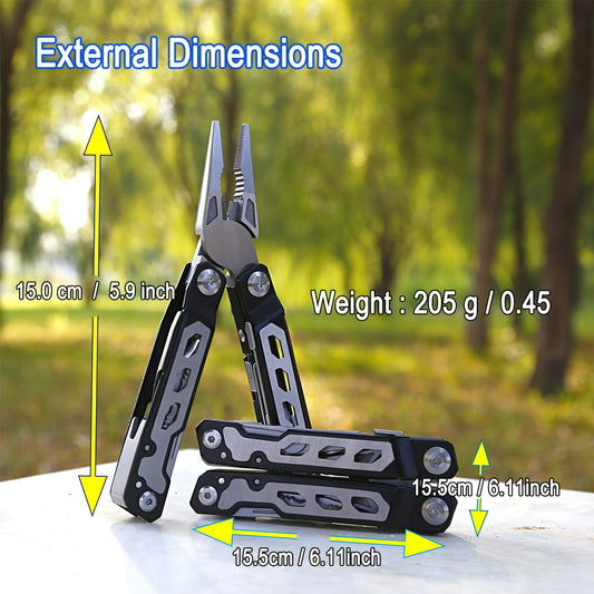 Starkes Multitool, beinhaltet Zange, Schere, Säge, Hebelwerkzeug, Lineal und Feile